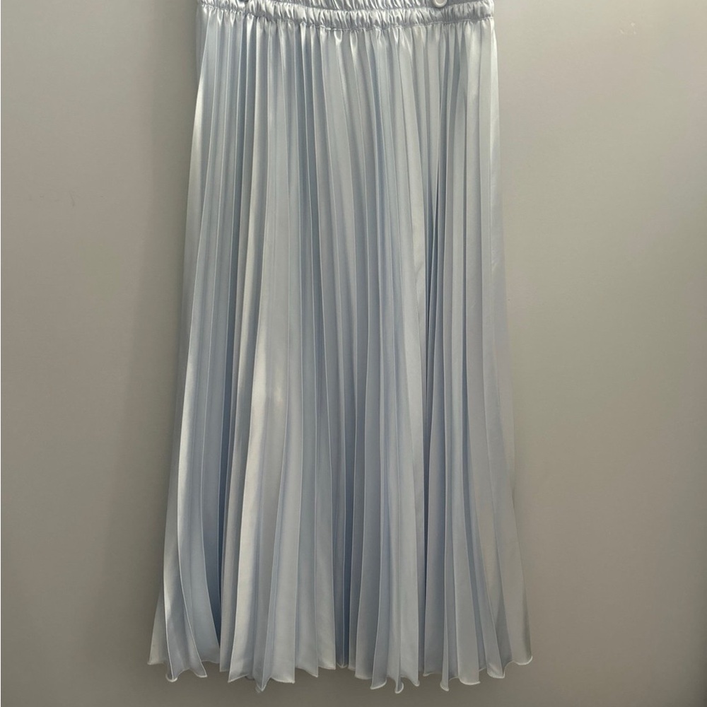 Blue Silver Midi A-Line Skirt